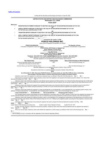 Miniature POSCO 20-F Rapport annuel 2021