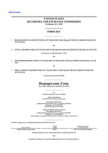 Miniature Despegar 20-F Rapport annuel 2021