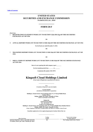 Miniature Kingsoft Cloud 20-F Rapport annuel 2021