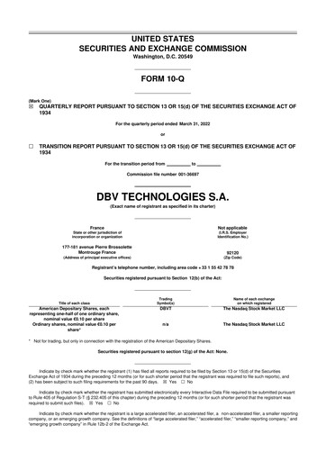 Thumbnail DBV Technologies 10-Q Quarterly Report FY2022 
