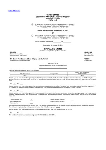 Thumbnail Imperial Oil
 10-Q Quarterly Report FY2022 