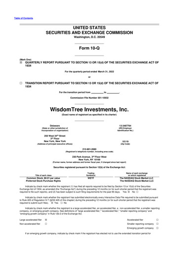 Thumbnail WisdomTree
 10-Q Quarterly Report FY2022 