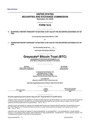 Vorschaubild Grayscale Bitcoin Trust 10-Q Quartalsbericht 2022 