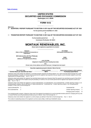 Miniature Montauk Renewables 10-Q Rapport trimestriel 2022 