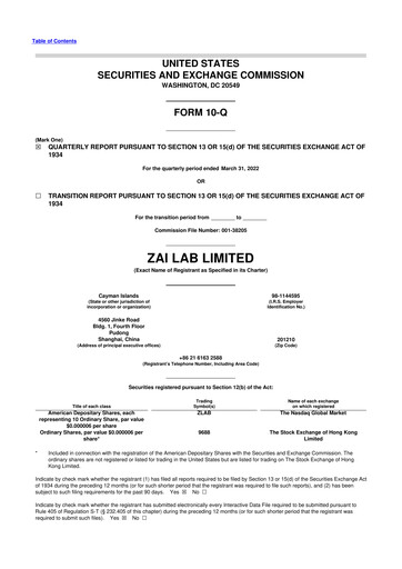 Thumbnail Zai Lab 10-Q Quarterly Report FY2022 