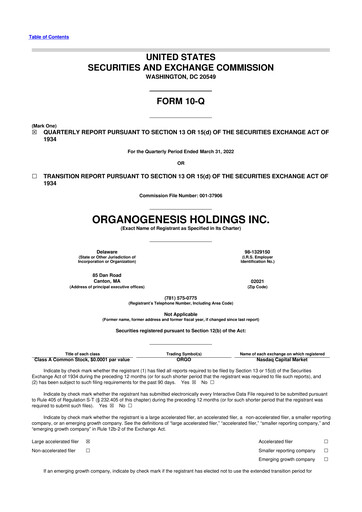 Thumbnail Organogenesis 10-Q Quarterly Report FY2022 