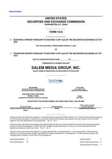 Thumbnail Salem Media Group
 10-Q Quarterly Report FY2022 