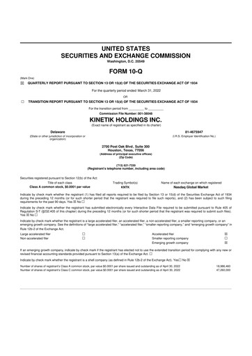 Thumbnail Kinetik 10-Q Quarterly Report FY2022 