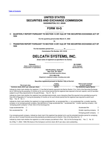 Vorschaubild Delcath Systems 10-Q Quartalsbericht 2022 
