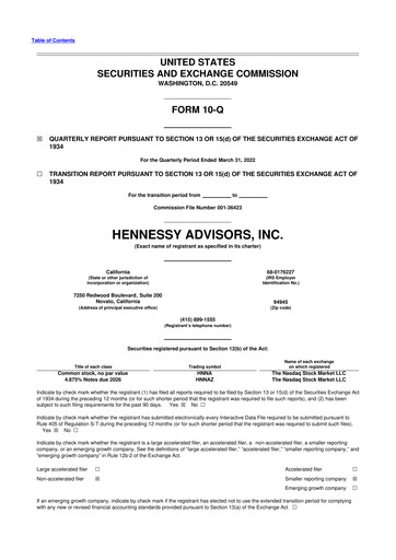 Thumbnail Hennessy Advisors 10-Q Quarterly Report FY2022 