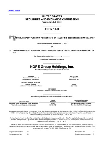 Thumbnail KORE Group 10-Q Quarterly Report FY2022 