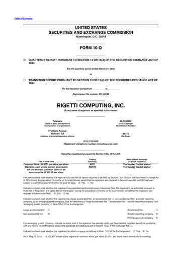 Thumbnail Rigetti Computing 10-Q Quarterly Report FY2022 