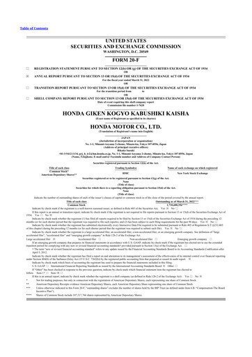 Miniature Honda 20-F Rapport annuel 2022