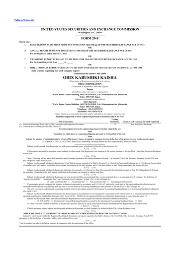 Thumbnail ORIX
 20-F Annual Report 2022