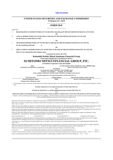 Thumbnail Sumitomo Mitsui Financial Group 20-F Annual Report 2022