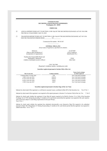 Thumbnail General Mills 10-K Annual Report 2022