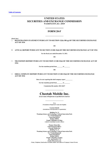 Thumbnail Cheetah Mobile
 20-F Annual Report 2021