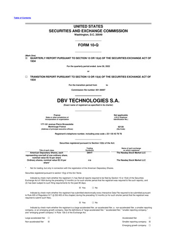 Thumbnail DBV Technologies 10-Q Quarterly Report FY2022 