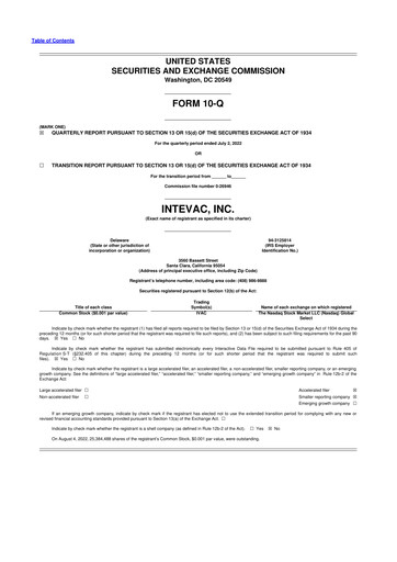 Thumbnail Intevac
 10-Q Quarterly Report FY2022 