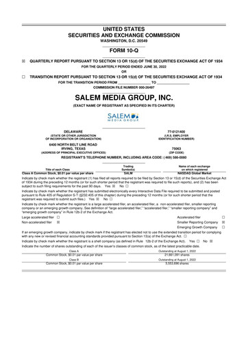 Thumbnail Salem Media Group
 10-Q Quarterly Report FY2022 