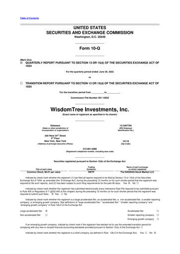 Thumbnail WisdomTree
 10-Q Quarterly Report FY2022 