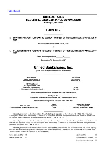 Vorschaubild United Bankshares 10-Q Quartalsbericht 2022 