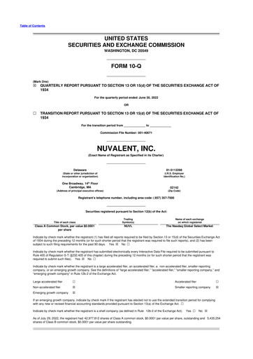 Thumbnail Nuvalent 10-Q Quarterly Report FY2022 