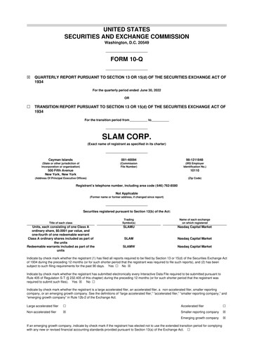 Thumbnail Slam Corp 10-Q Quarterly Report FY2022 