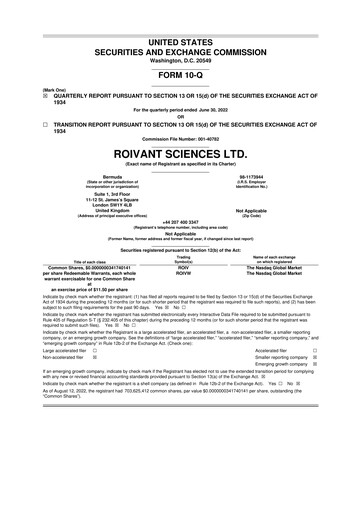 Miniature Roivant Sciences 10-Q Rapport trimestriel 2022 