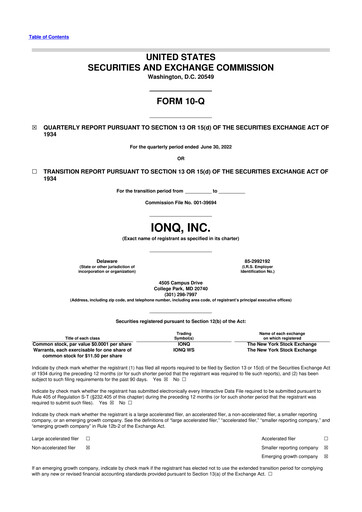 Vorschaubild IonQ 10-Q Quartalsbericht 2022 