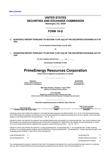 Thumbnail PrimeEnergy Resources 10-Q Quarterly Report FY2022 