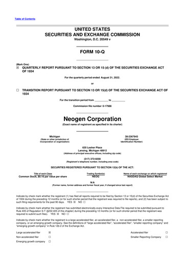 Vorschaubild Neogen 10-Q Quartalsbericht 2023 