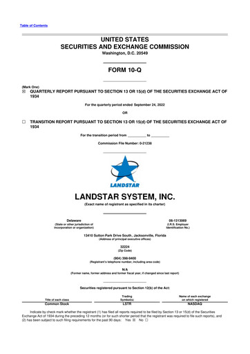 Thumbnail Landstar System
 10-Q Quarterly Report FY2022 