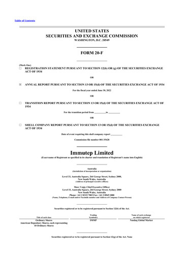 Thumbnail Immutep 20-F Annual Report 2022