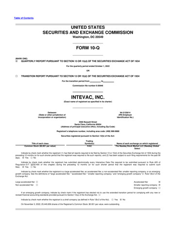 Thumbnail Intevac
 10-Q Quarterly Report FY2022 