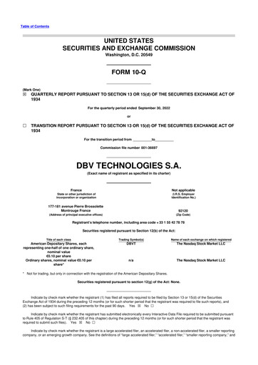 Thumbnail DBV Technologies 10-Q Quarterly Report FY2022 