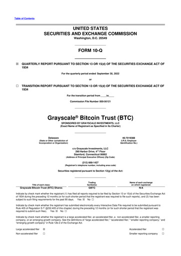 Vorschaubild Grayscale Bitcoin Trust 10-Q Quartalsbericht 2022 