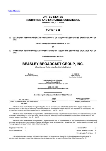 Thumbnail Beasley Broadcast Group
 10-Q Quarterly Report FY2022 
