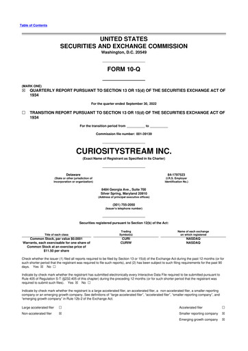 Miniature CuriosityStream 10-Q Rapport trimestriel 2022 