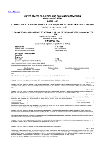 Thumbnail Innospec 10-K Annual Report 2022