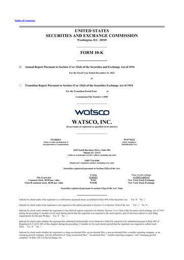 Miniature Watsco
 10-K Rapport annuel 2022