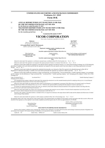 Vorschaubild Vicor
 10-K Jahresbericht 2022