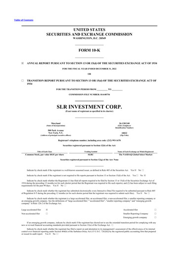 Thumbnail SLR Investment 10-K Annual Report 2022