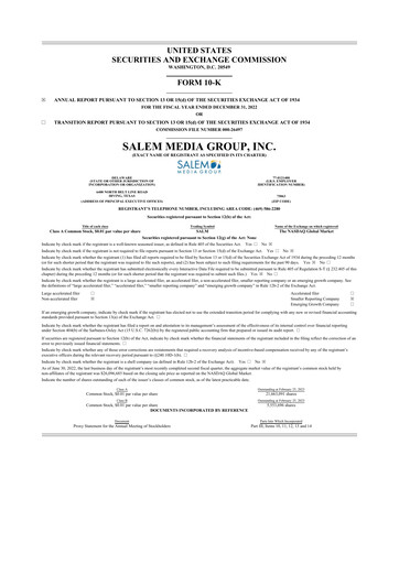 Thumbnail Salem Media Group
 10-K Annual Report 2022