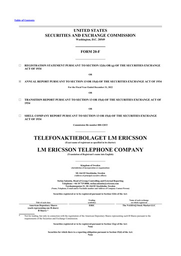 Vorschaubild Ericsson 20-F Jahresbericht 2022