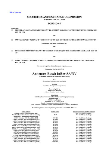 Thumbnail Anheuser-Busch Inbev 20-F Annual Report 2022