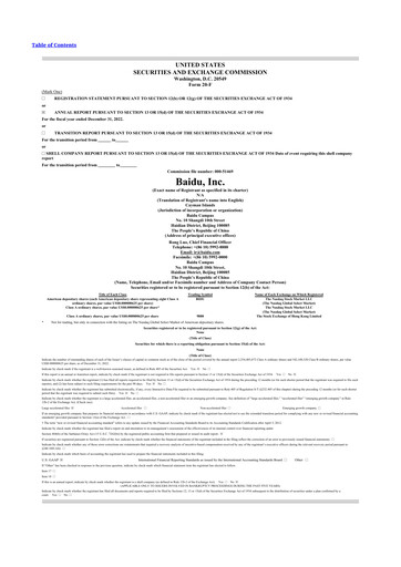 Miniature Baidu 20-F Rapport annuel 2022