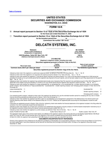 Vorschaubild Delcath Systems 10-K Jahresbericht 2022