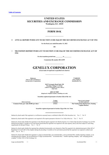 Thumbnail Genelux 10-K Annual Report 