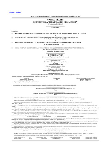 Miniature Pearson 20-F Rapport annuel 2022